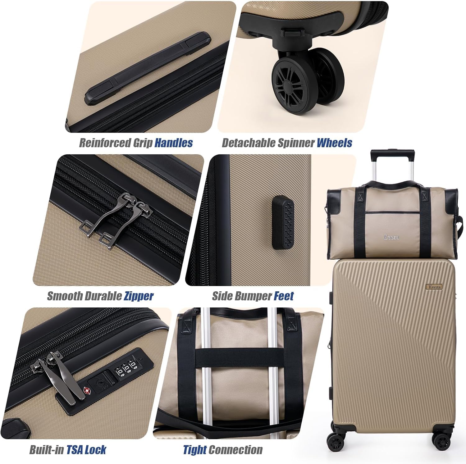 Expandable Luggage Sets 5 Piece,Suitcases with Detachable Wheels,ABS Hard Case Luggage with TSA Lock Spinner Wheels,Carry On Luggage Set - Image 6