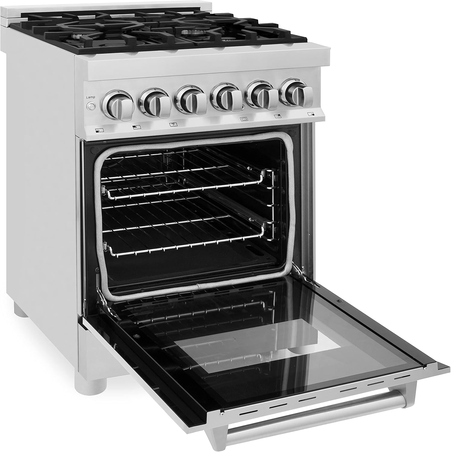 ZLINE 24 in. 2.8 cu. ft. Legacy Dual Fuel Range with 4 Burner Gas Cooktop and Electric Convection Oven in Stainless Steel (RA24)