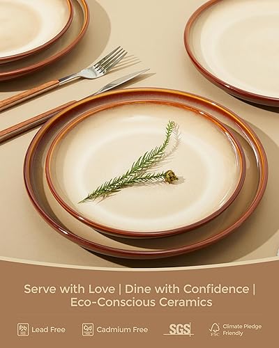 Miniatura 4 de Juego de vajilla de cerámica, platos y cuencos de cerámica, aptos para microondas y lavavajillas, platos modernos para ensalada, cuencos de cereales