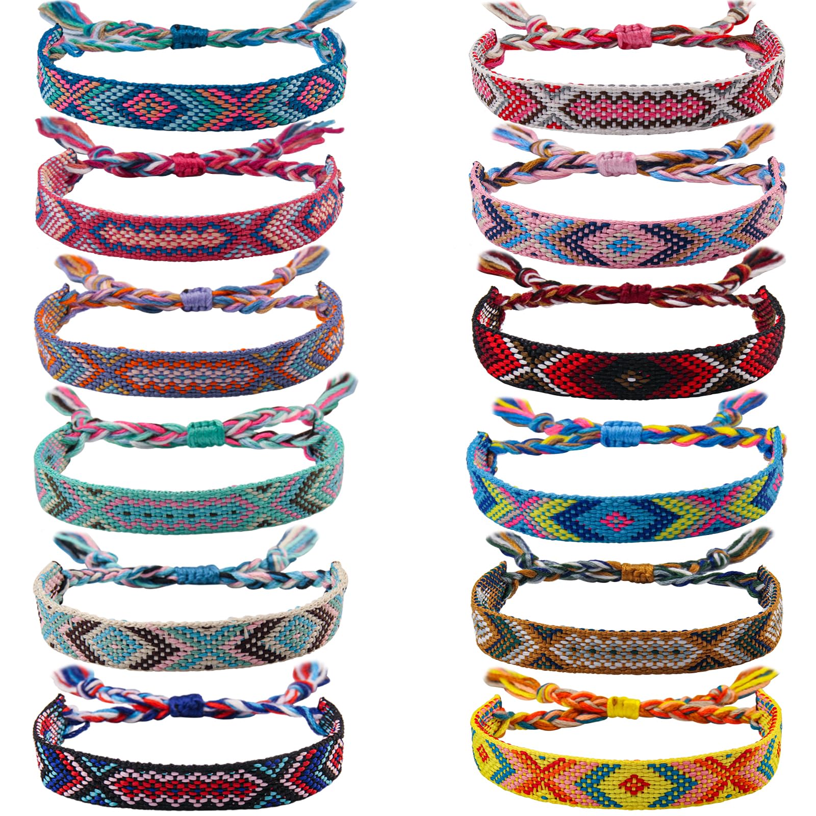Woven Friendship Bracelets Adjustable Braided Bracelets Handmade Colorful Adjustable String Bracelets with a Sliding Knot Closure for Women