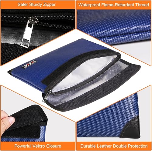 Miniatura 6 de Bolsa ignífuga con aislamiento térmico de 5200, caja ignífuga impermeable con cremallera, bolsa ignífuga para dinero en efectivo, bolsas ignífugas