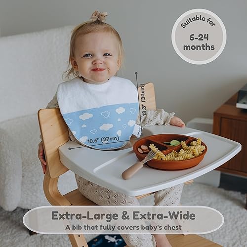 Miniatura 3 de Babero de gran tamaño para bebé, baberos impermeables extra grandes para niños de 6 a 24 meses, 100% algodón y bambú