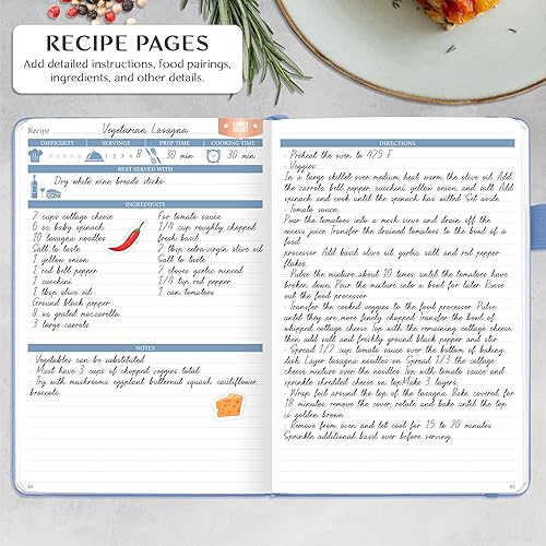 Vista 27 de Legend - Libro de recetas familiar en blanco para escribir tus propias recetas, diario de cocina vacío, cuaderno de cocina personalizado, tapa dura