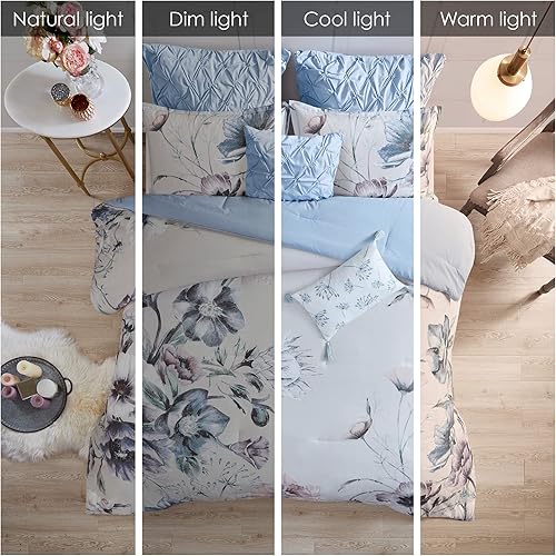 Miniatura 2 de Madison Park Cassandra - Juego de edredón de mezcla de algodón, diseño femenino estampado floral colorido, capa de ropa de cama alternativa para