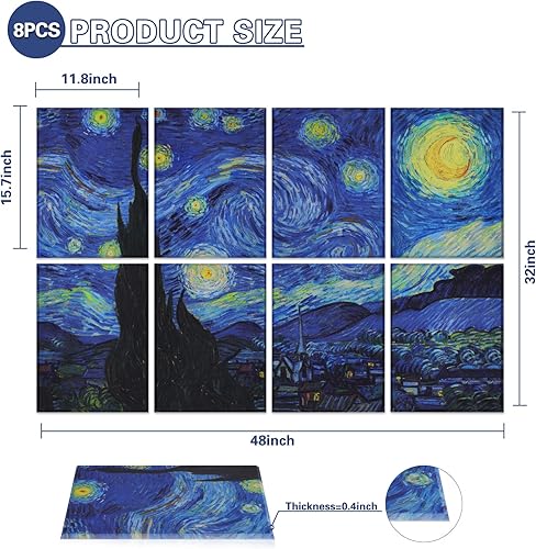Miniatura 6 de Tutmyrea Paquete de 8 paneles acústicos artísticos, autoadhesivos insonorizados de 48 x 32 pulgadas, paneles decorativos absorbentes de sonido,