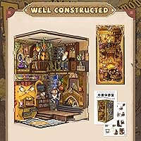 Vista 18 de CUTEBEE Kit de Rincón de Libros, Kit de Casa en Miniatura DIY Booknook, Casa Pequeña, Rompecabezas de Madera 3D, Kit de Casa de Muñecas para Adultos
