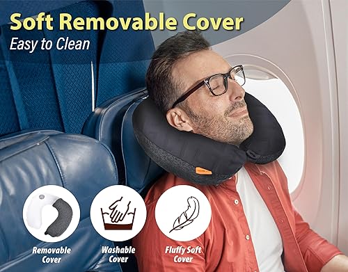 Miniatura 3 de TREKOLOGY Almohada inflable para el cuello para viajar, almohada inflable de viaje para aviones, almohada de aire para el cuello, almohadas de viaje
