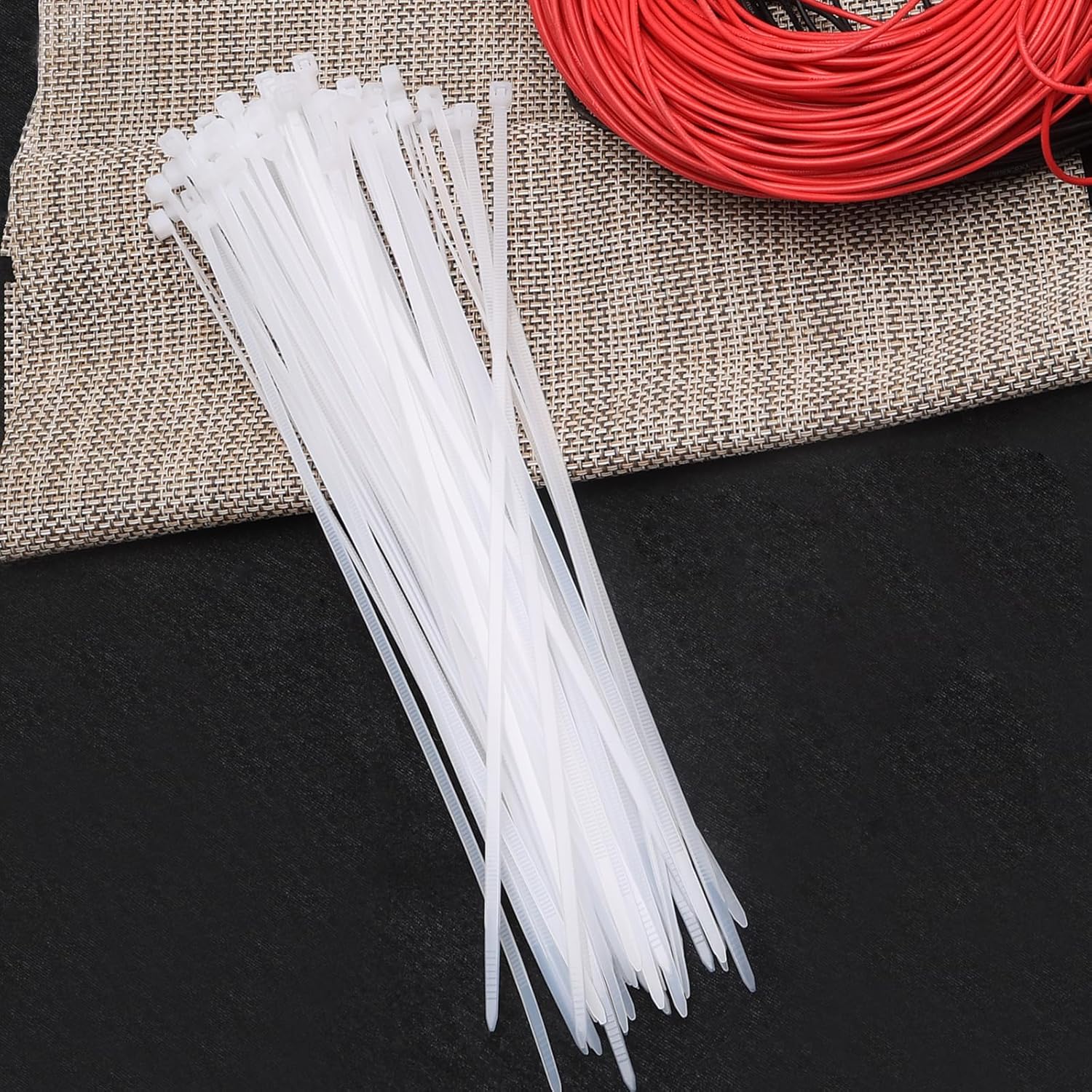 80PCS Cable Zip Ties 11.8 inch White Multi-Purpose Self-Locking Nylon Cable Cord Management Plastic Wire Ties for Home Office Garden Workshop