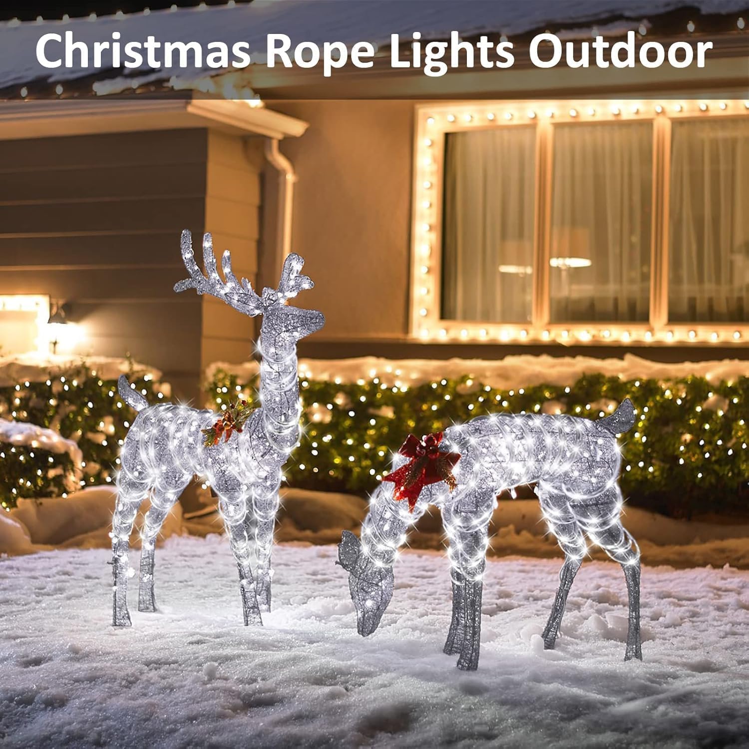 Suyoo Solar String Lights Outdoor Waterproof LED Rope Lights Christmas Lights 12M/39ft 100 LEDs 8 Modes Tube Light for Garden Wedding Party Christmas Decorations(White) - Image 4