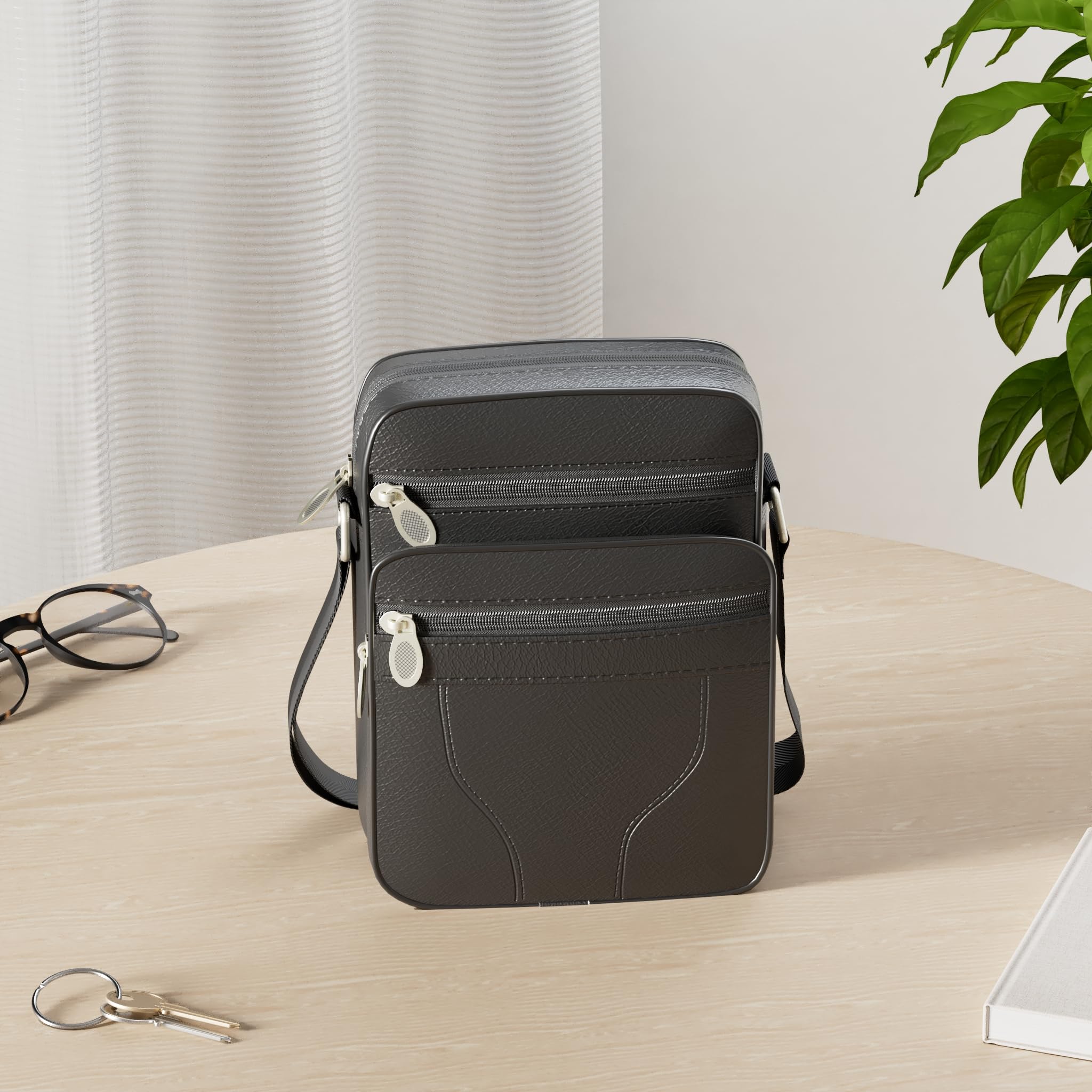 SPAHER Sacoche en Cuir Homme - Sac Bandoulière Porté Epaule Travers pour Affaires et Loisirs