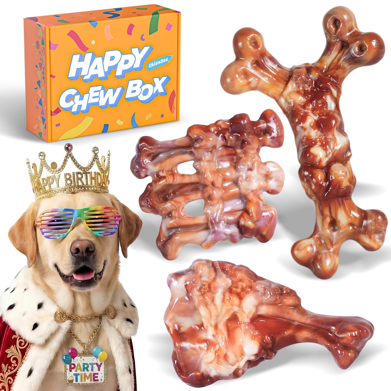 Dog Toys for Aggressive Chewers Gift Box with 3 Pack Dog Chew Toys Indestructible Tough Dog Toys to