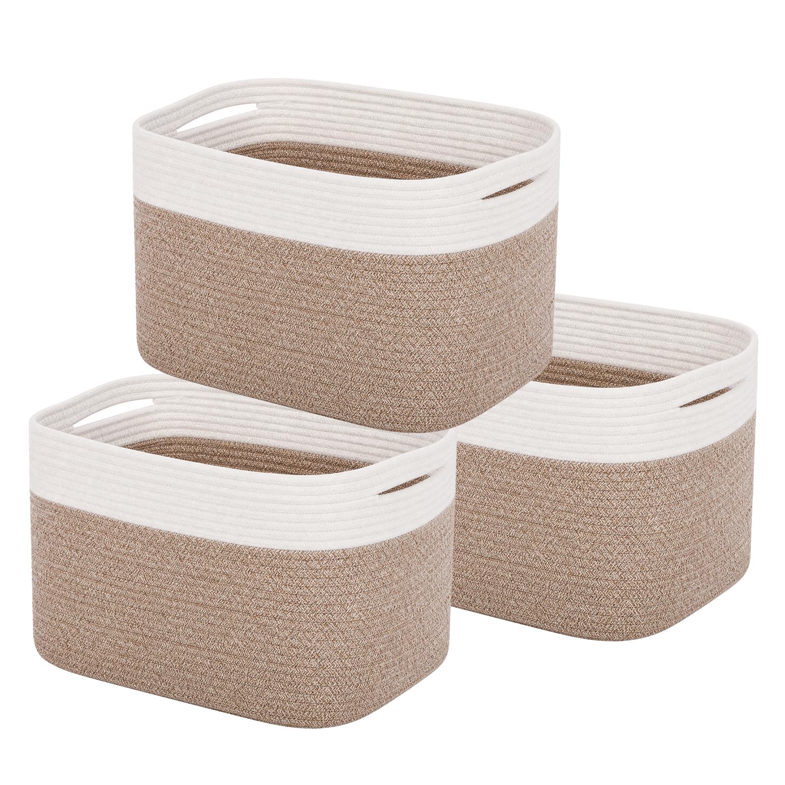 Panana 3PCS Storage Baskets for Shelves,Cotton Rope Laundry Basket,49x25cm