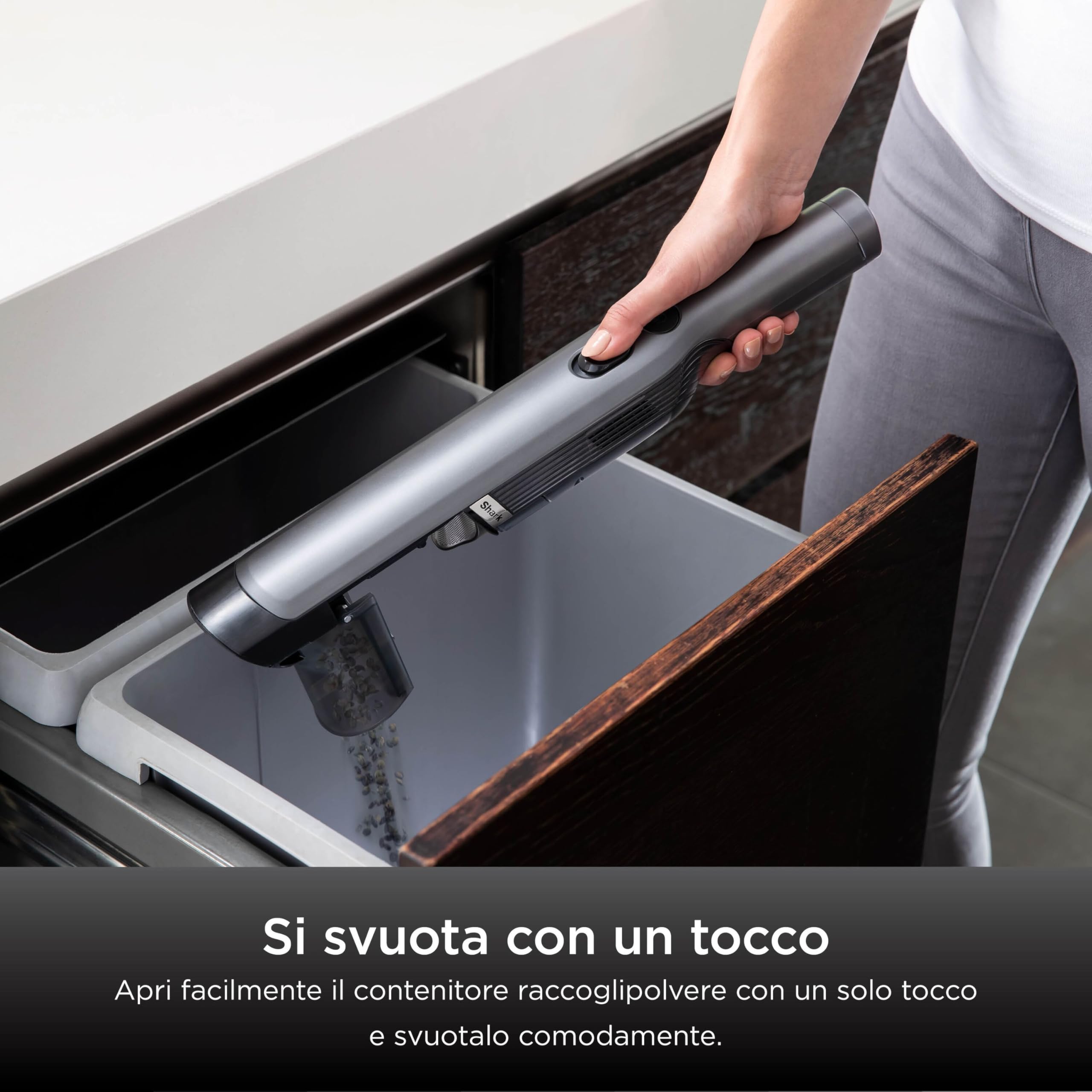 Shark WandVac 1.0 Aspirabriciole Senza Fili, Potente, Compatto e Leggero, con Bocchetta per Fessure e Accessori per Pulizia Multisuperficie, con Base di Ricarica, Grigio, WV200EU