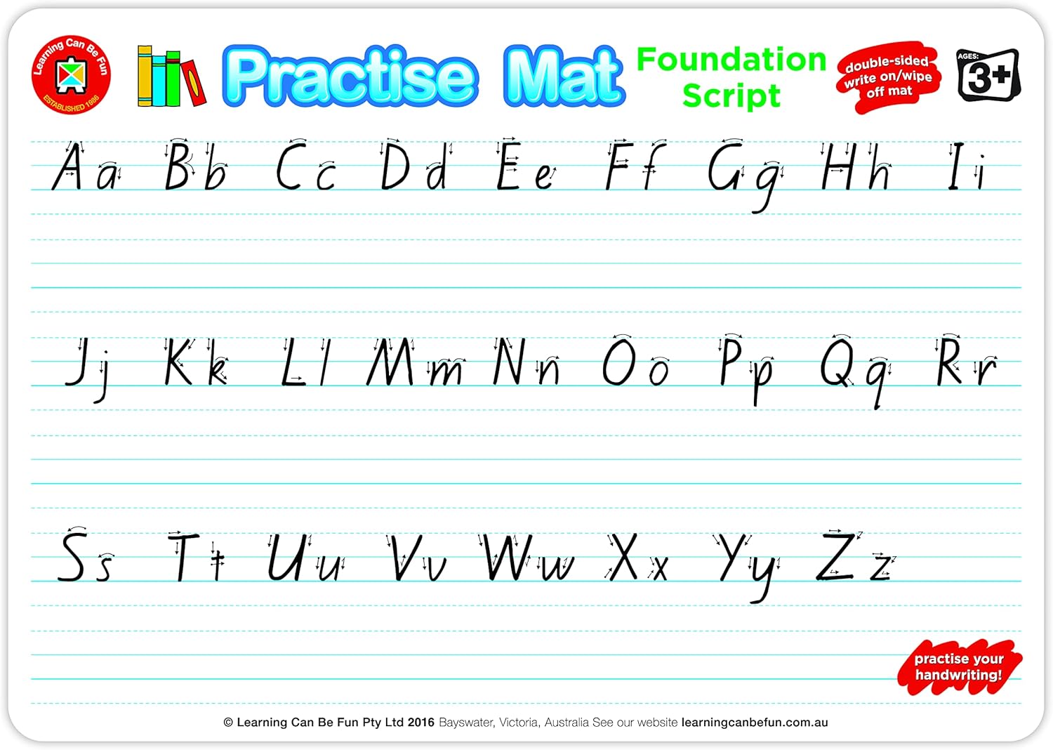 Learning Can Be Fun Handwriting Foundation Script Practise Mat