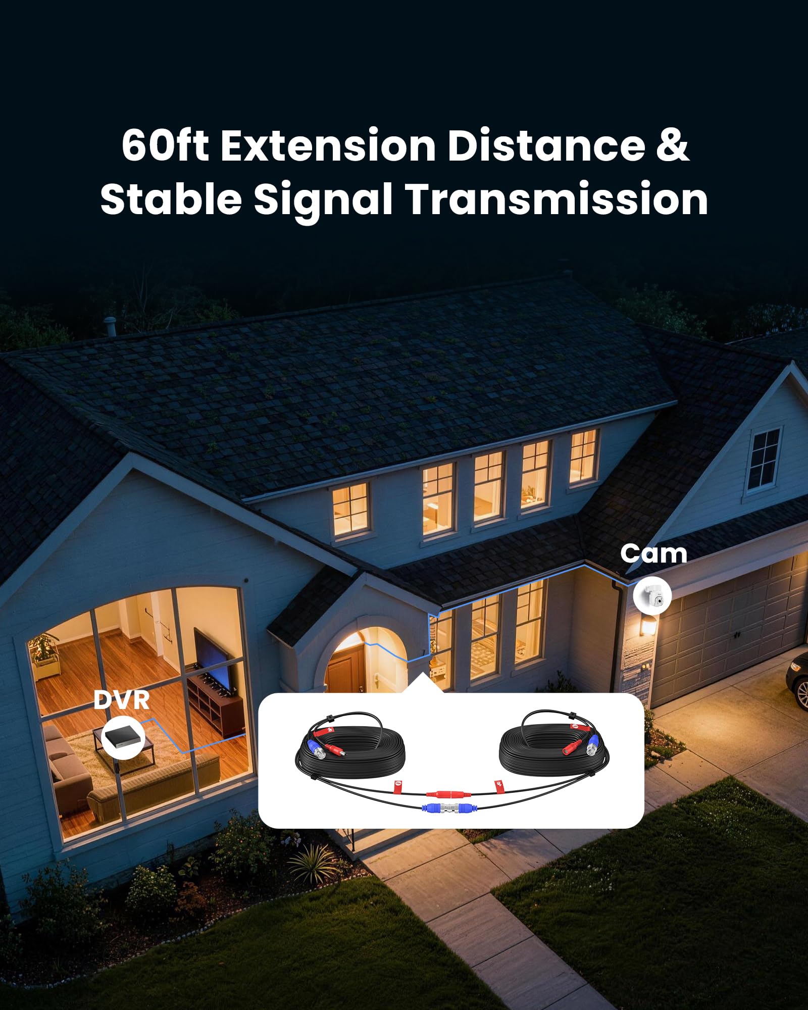Amazon.com : ZOSI 60 Feet 18.3M BNC Video and Power Cable for