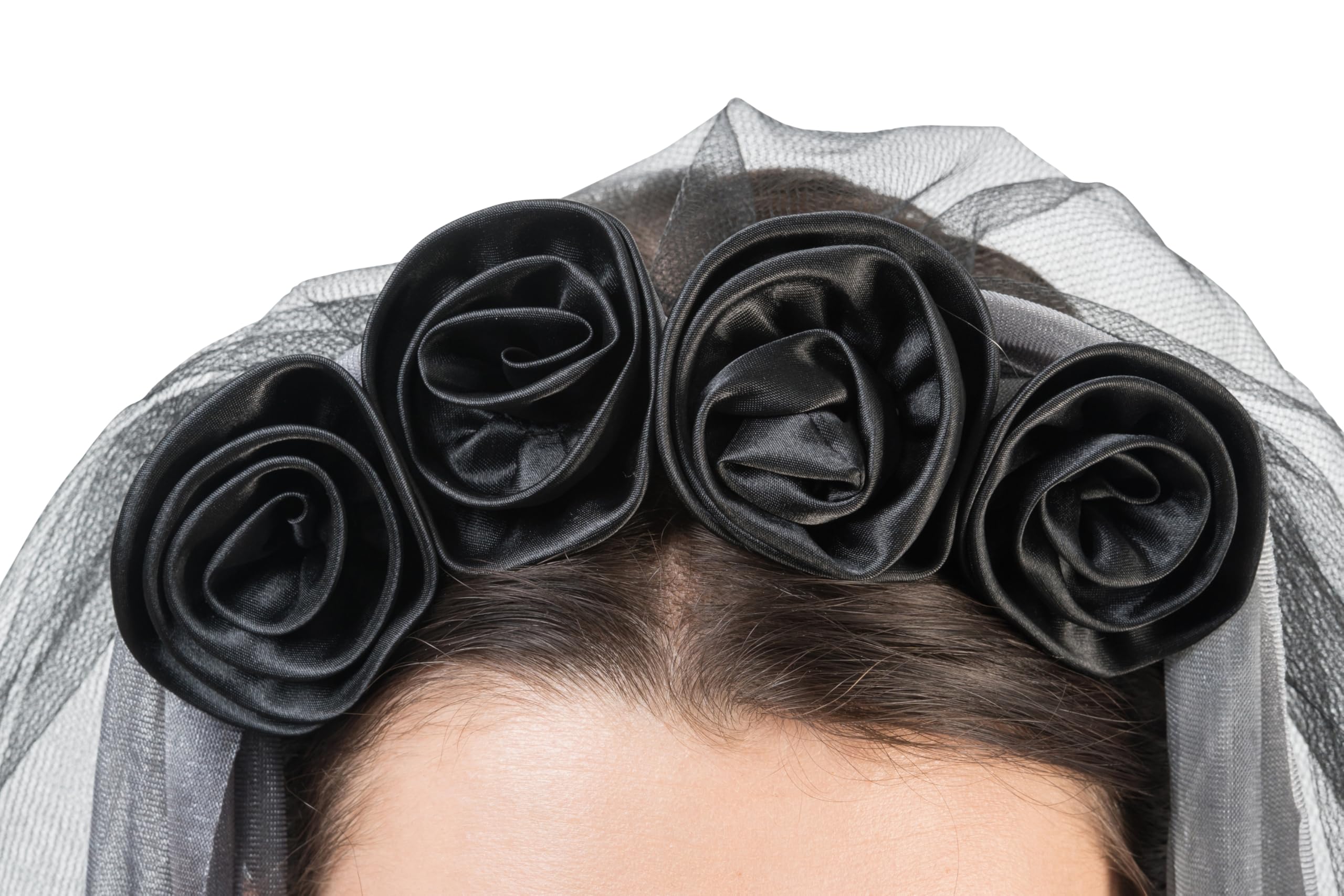 Chaks - Abito gotico da donna in 2 pezzi, matrimonio, velluto e pizzo, cerchietto con rose, set di costumi per Halloween e Carnevale