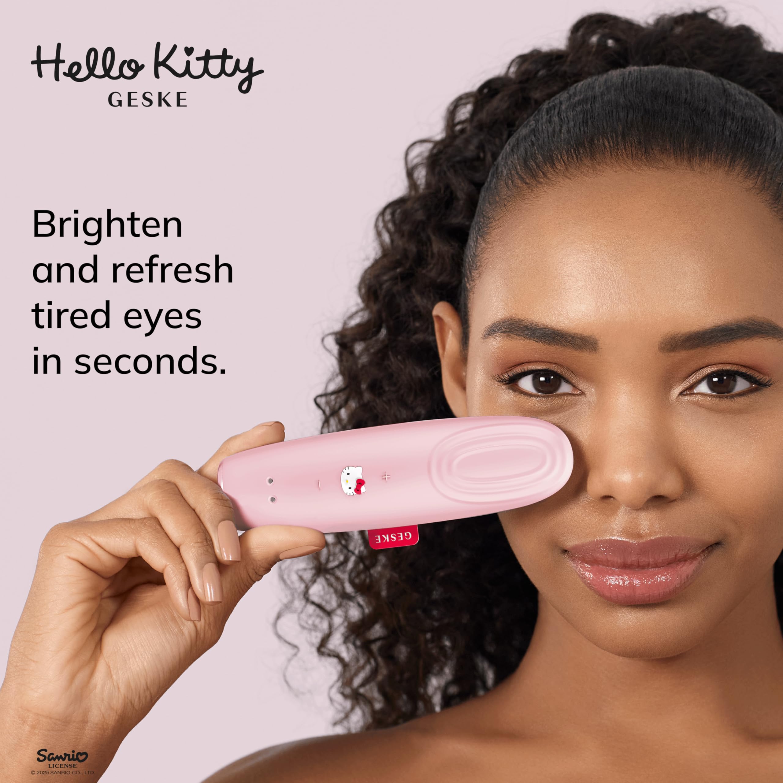 GESKE x Hello Kitty | SmartAppGuided™ Warm & Cool Eye Energizer | 6 in 1 | Augenmassagegerät | Massagegerät gegen Augenringe | Tränensäcke und Schlupflider entfernen | Elektrische Augenmassage