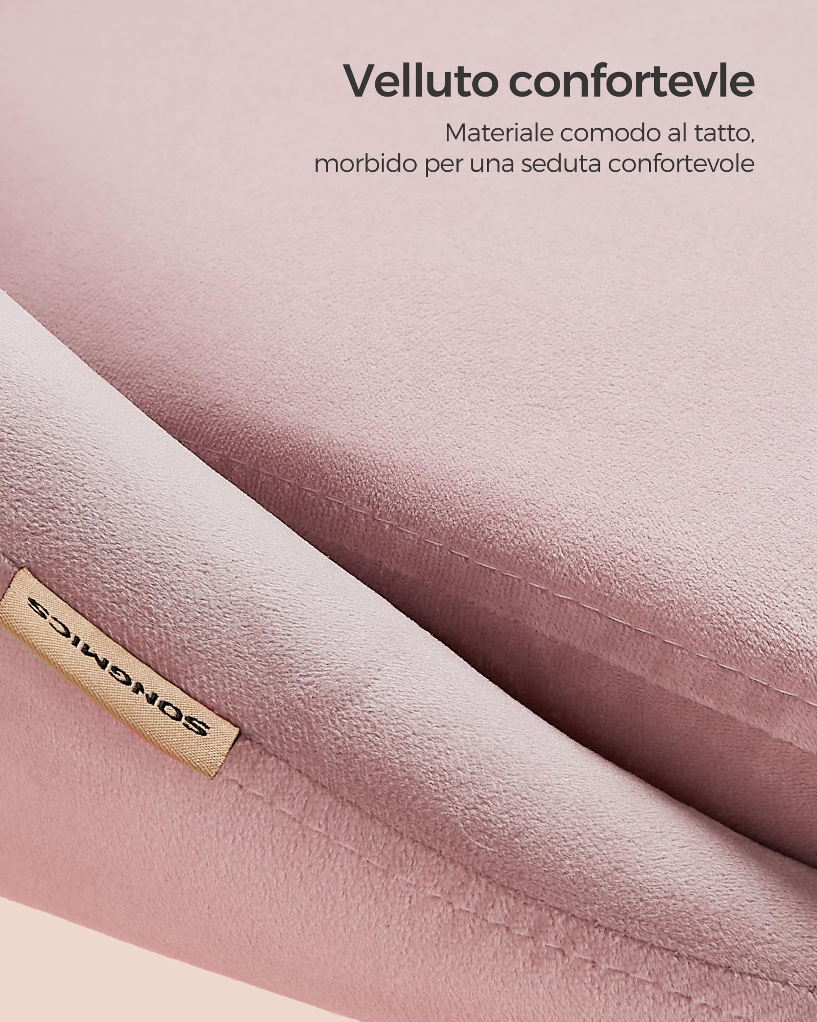 SONGMICS Sedia da Studio, Sedia Girevole di Velluto, Poltrona da Scrivania Imbottita in Gommapiuma Regolabile in Altezza, Studio, Camera da Letto, Rosa Gelatina OBG020R02
