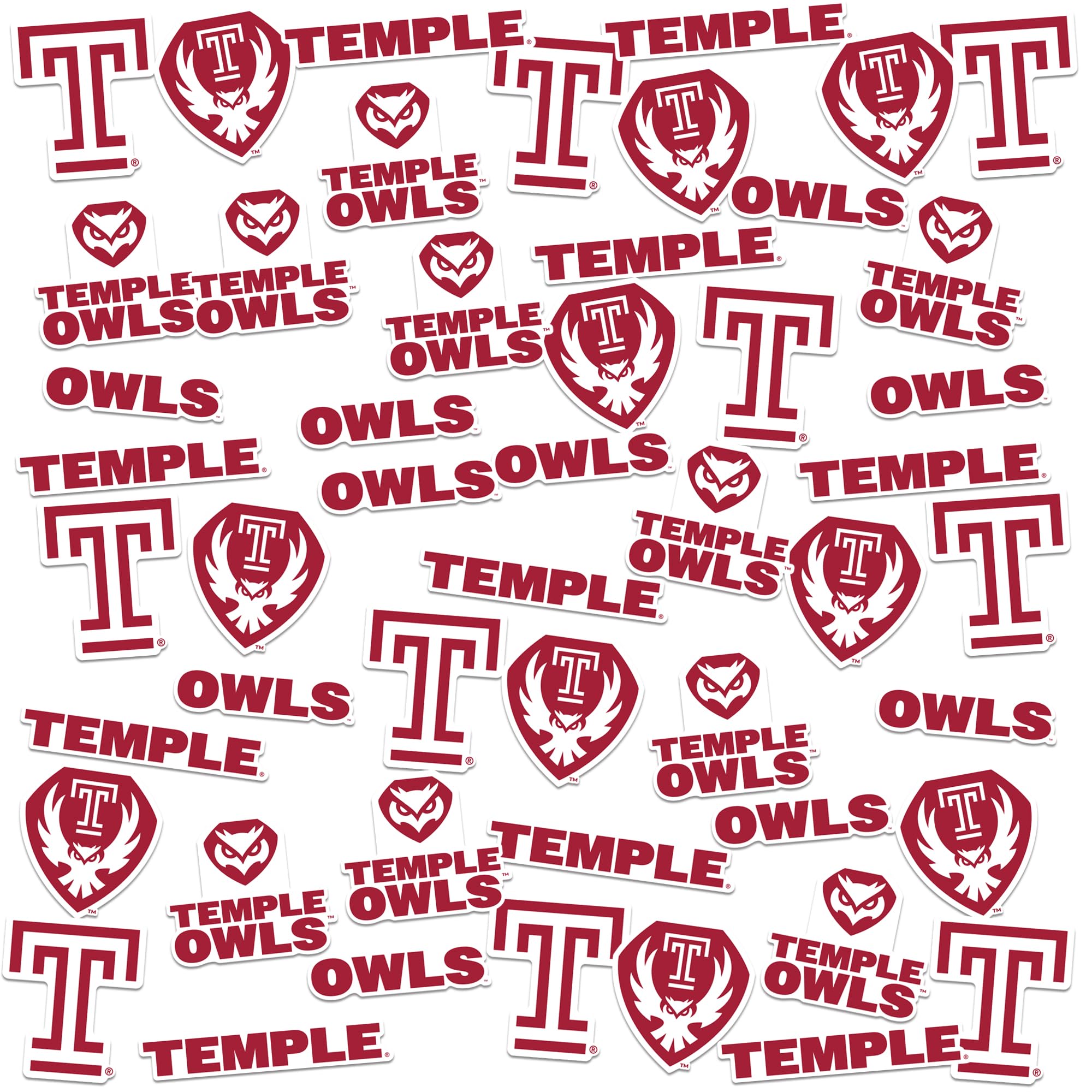 Temple University Spirit Logo - Calcomanías de vinilo grandes de lujo, paquete variado: portátil, botella de agua, álbumes de recortes, tableta, monopatín, interior/exterior