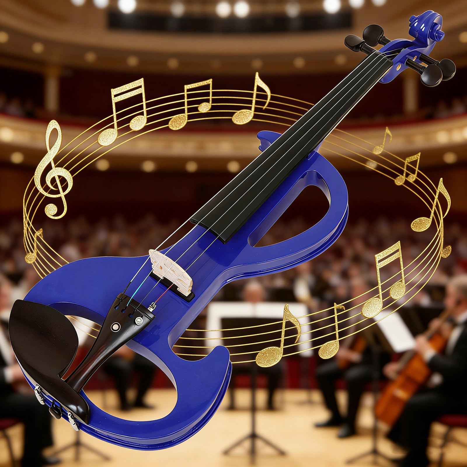 Violino elettronico 4/4 dimensioni per intermedi con custodia per il trasporto, strumento a corda Set violino Outfit per