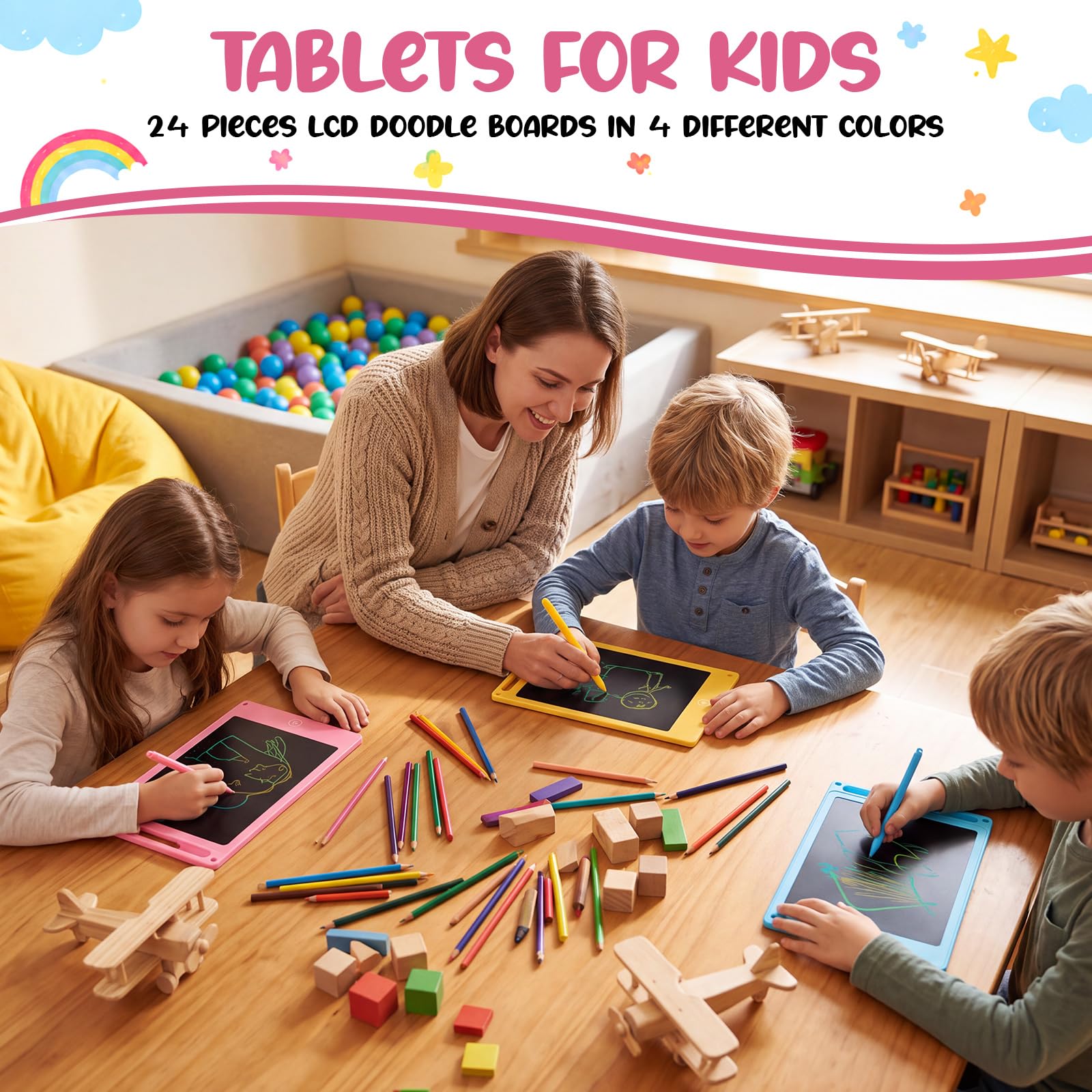 Zhehao Lot de 24 tablettes d'écriture LCD pour enfants, couleur bonbon
