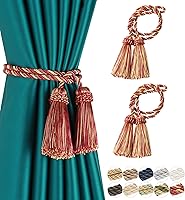 Vista 28 de Fenghuangwu Alzapaños de cortina decorativos hechos a mano con borla (plata, 4P)