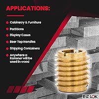 Vista 4 de E-Z LOK Inserto roscado para cuchillo para madera dura, insertos de rosca de latón, 10-24 roscas internas, 0.500 pulgadas de longitud, paquete de 25