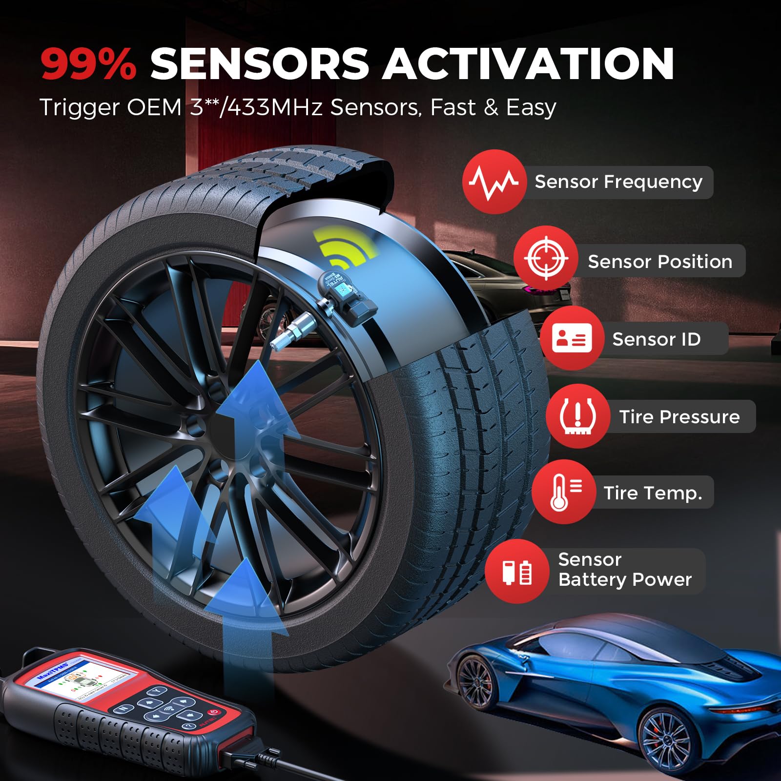 Autel MaxiTPMS TS508WF TPMS Programmiertool, 2026 WiFi Ver. von TS508 TS501Pro TS408S, Programm MX-Sensor, Zurücksetzen/Lernen/Aktivieren Alle RDKS Sensoren, TPMS Scan-Werkzeug DTCs Lesen/Löschen
