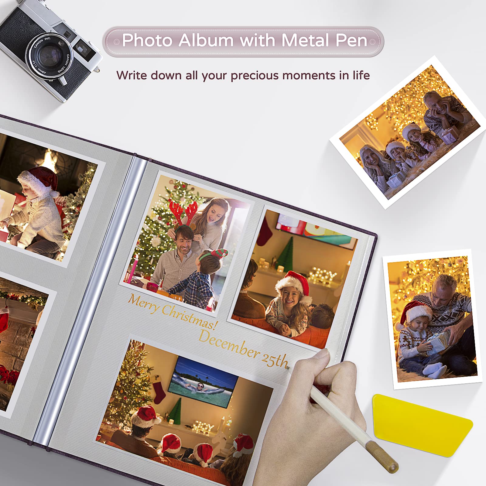 Duży album fotograficzny, samoprzylepny, 60 stron, "zrób to sam", do 15 x 18, 20 x 20 x 30 cm, albumy do scrapbookingu, odpowiednie na rodzinne wesele, podróż z metalicznym długopisem