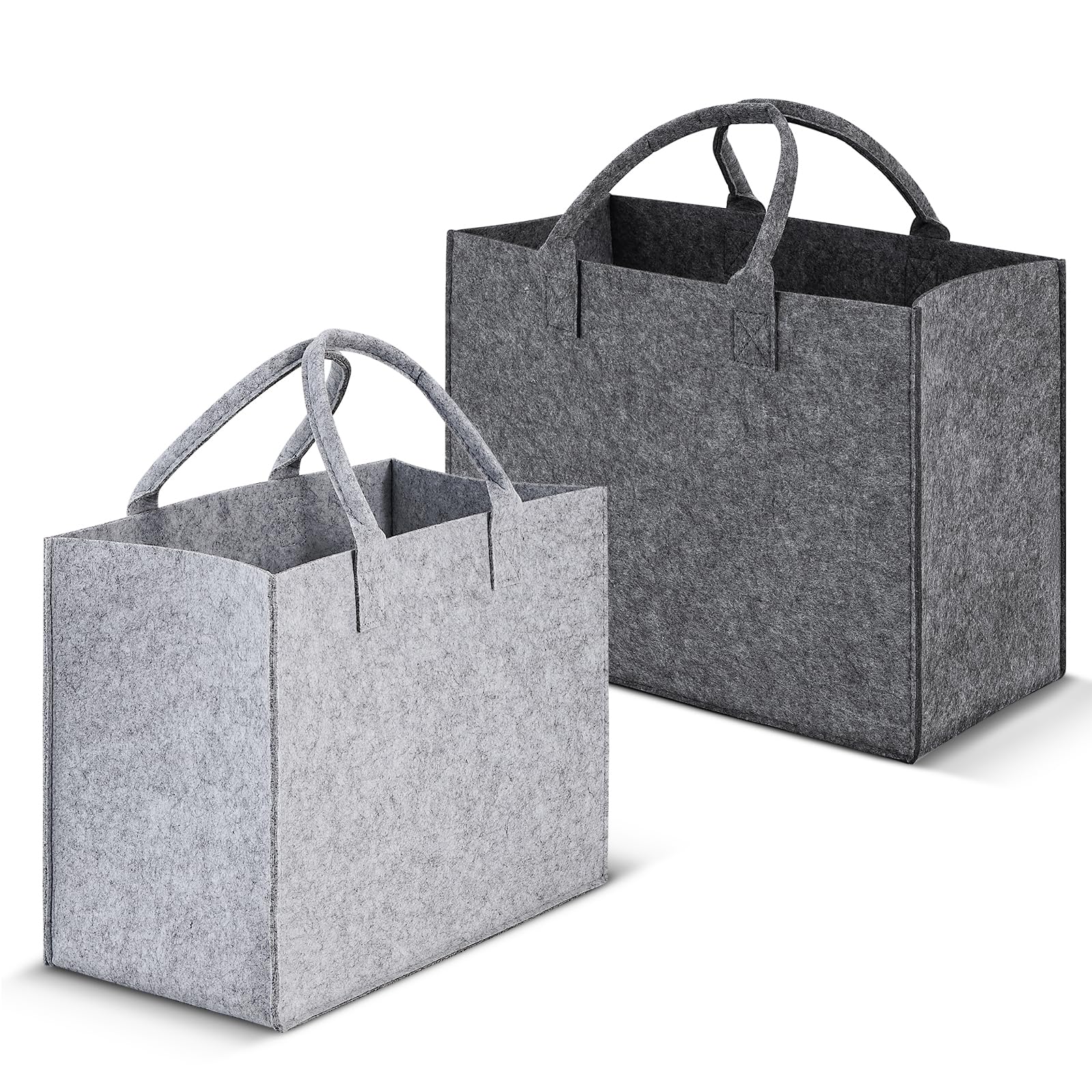 Fhtase Pack of 2 Felt Shopping Bag, 40 x 30 x 20 cm Felt Bag Shopper, Felt Foldable Carry Bag for Outdoor Trips Picnic