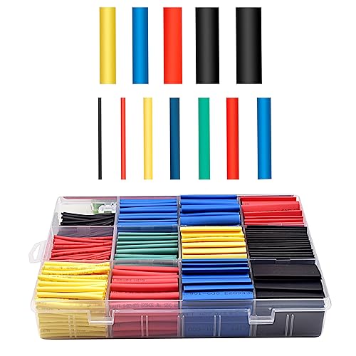 Plusivo 800 piezas de tubos termorretráctiles 21 aislamiento de manga de soldadura eléctrica, envoltura de cable de alambre surtido, 5 colores, 11