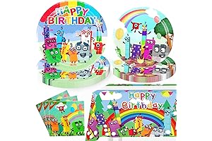 40Pcs Number Birthday Decorations, Plates, Napkins & Tablecloth