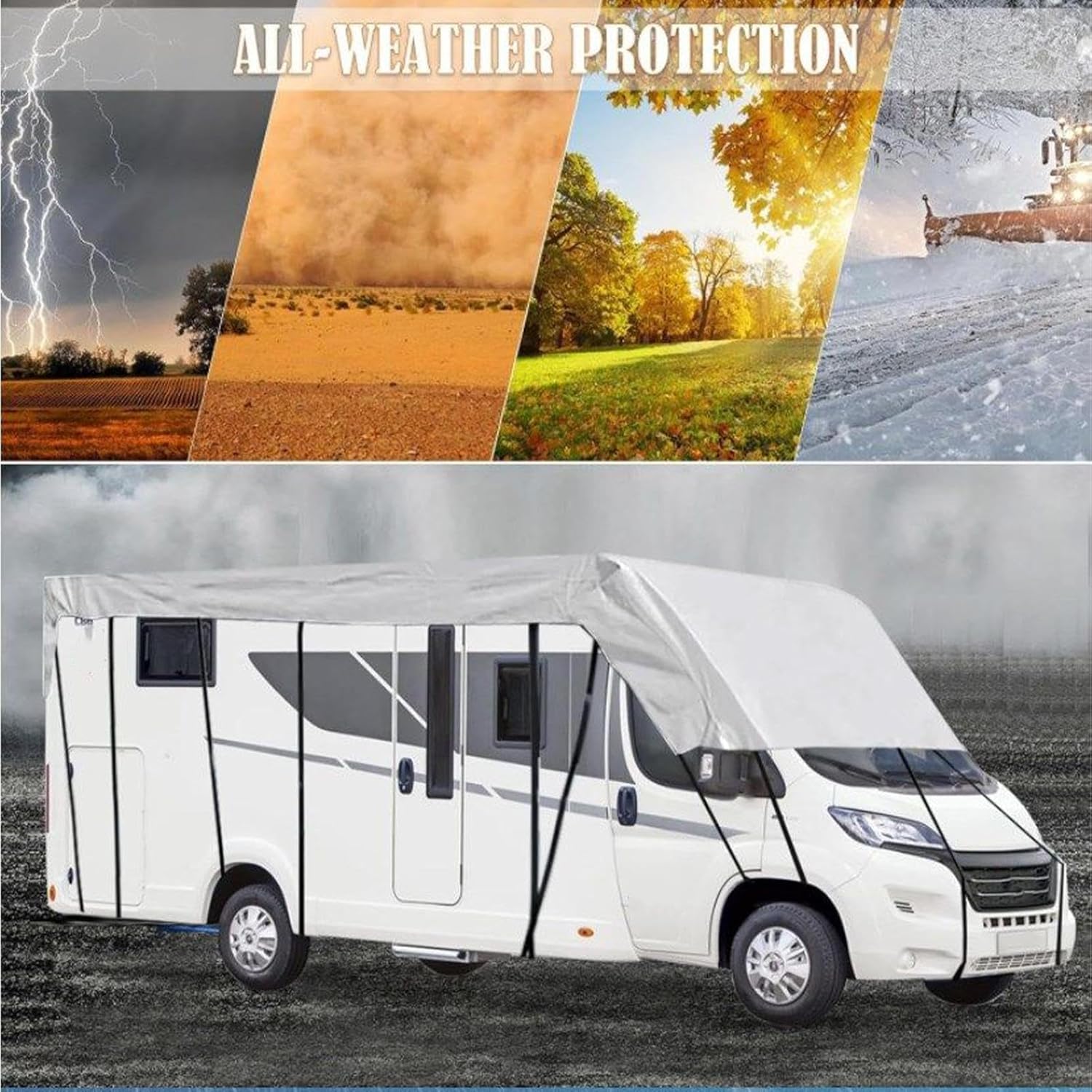 RVカバー、UV保護 - 防水タープ | 雨風に強い車のルーフカバー、旅行、キャンプ、ビーチ、冒険、砂漠ツアー、冬のロードトリップ、