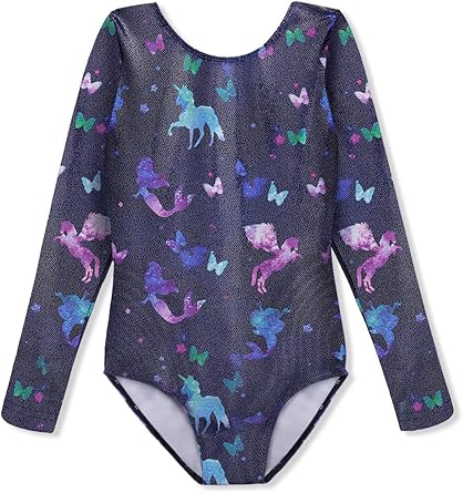 HOZIY Gymnastics Leotards for Girls Unicorn Pink Purple Sparkly Dancewear Activewear Quick Dry