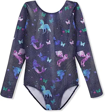 HOZIY Gymnastics Leotards for Girls Unicorn Pink Purple Sparkly Dancewear Activewear Quick Dry