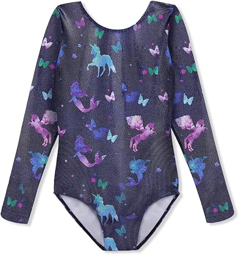 HOZIY Gymnastics Leotards for Girls Unicorn Pink Purple Sparkly Dancewear Activewear Quick Dry