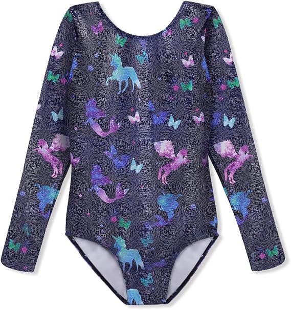 HOZIY Gymnastics Leotards for Girls Unicorn Pink Purple Sparkly Dancewear Activewear Quick Dry