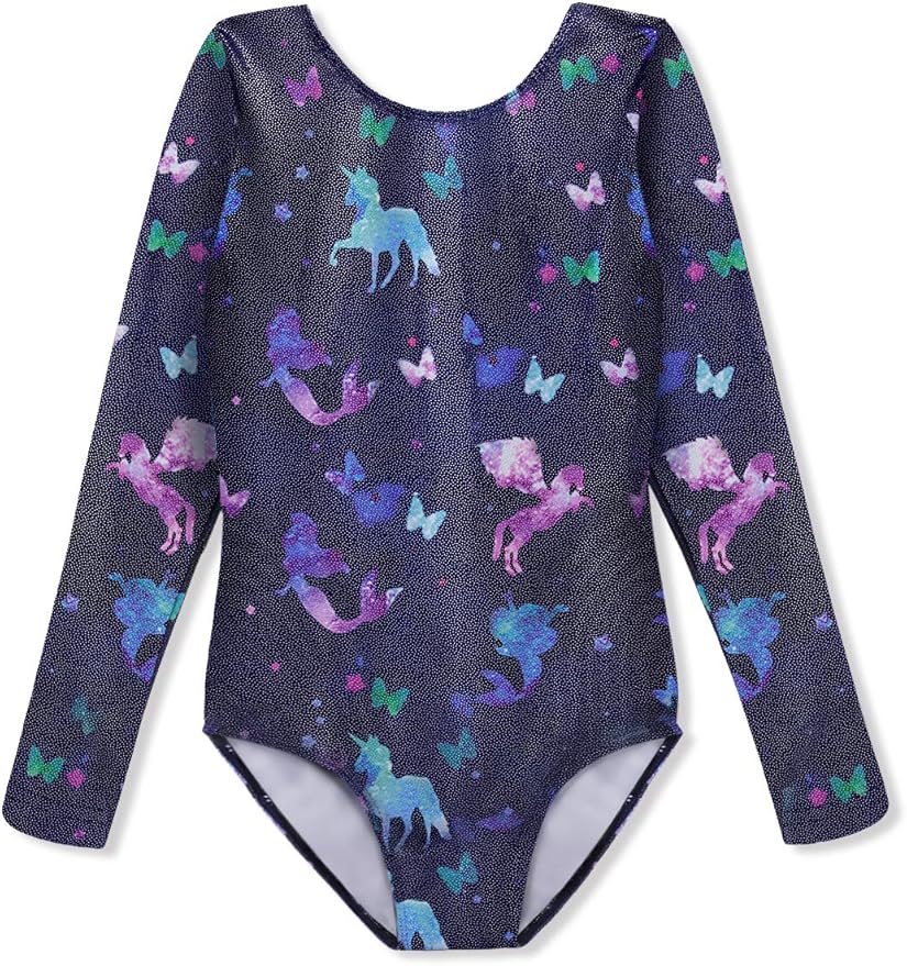 HOZIY Gymnastics Leotards for Girls Unicorn Pink Purple Sparkly Dancewear Activewear Quick Dry