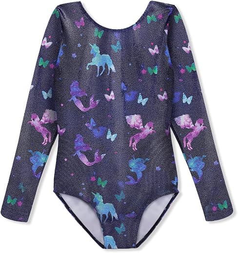 Girls Leotards Long Sleeve Gymnastics Unitards Size 5-6 Years old Dance Wear
