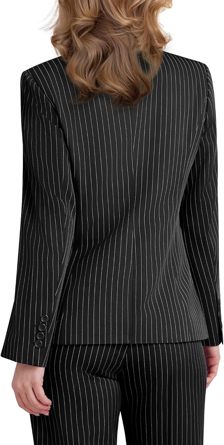 Women's 3 Piece Striped Suit One Button Slim Fit Business Work Professional Blazer Jacket Vest Pants Set - Image 8