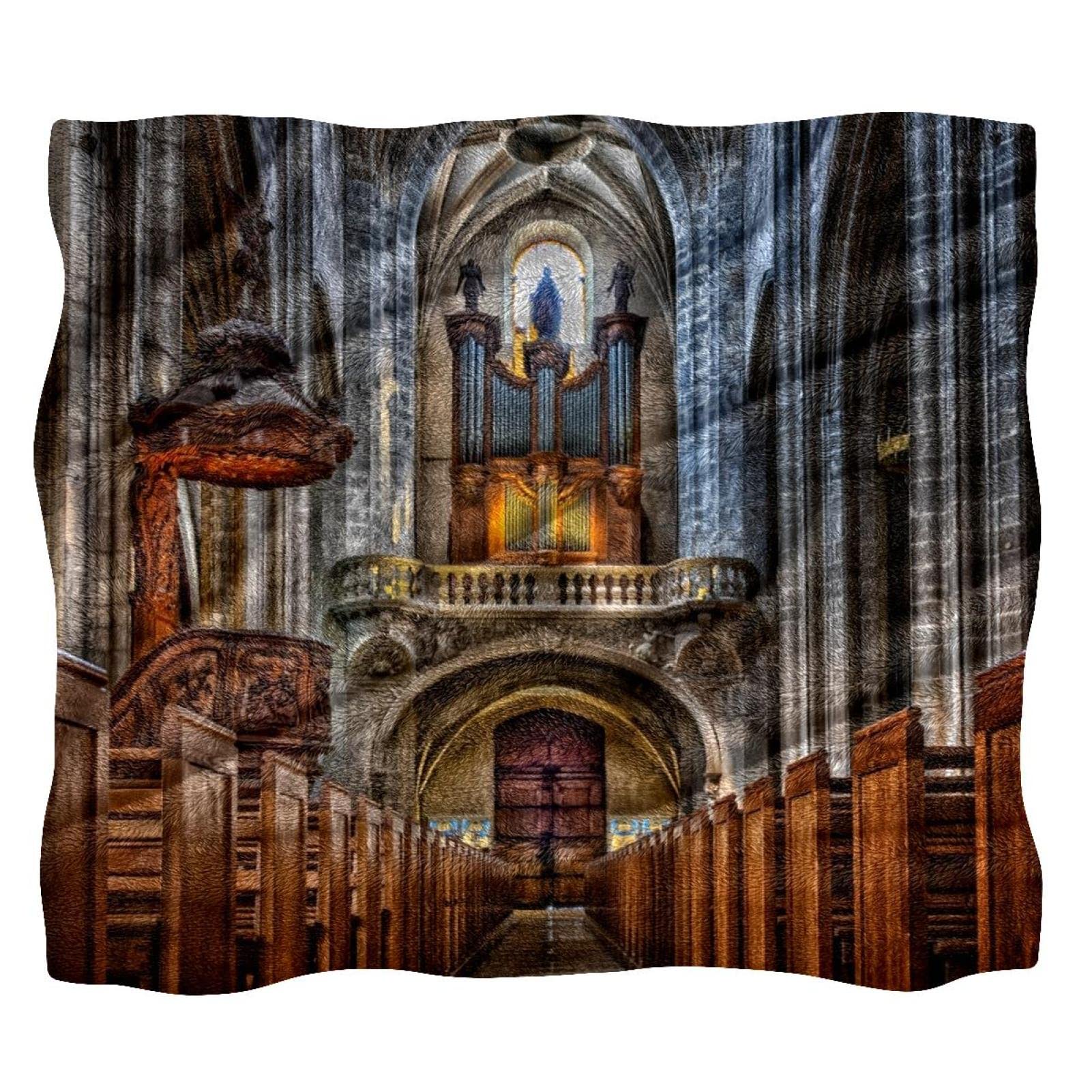 Couverture polaire douce lit et canapé à motif cathédrale