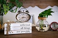 Vista 4 de LIVDUCOT Pila de libros de decoración de madera de granja Pilas rústicas de libros de imitación Letrero con Dios todas las cosas son posibles