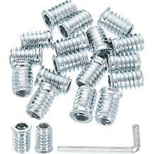 uxcell 100 Pcs Threaded Insert for Wood, 5/16" - 18 Carbon Steel Threaded Studs Hex Socket Drive Nut Inserts Screw in Nut Fastener Connector with Hex Wrench 20mm Length for Home, Silver
