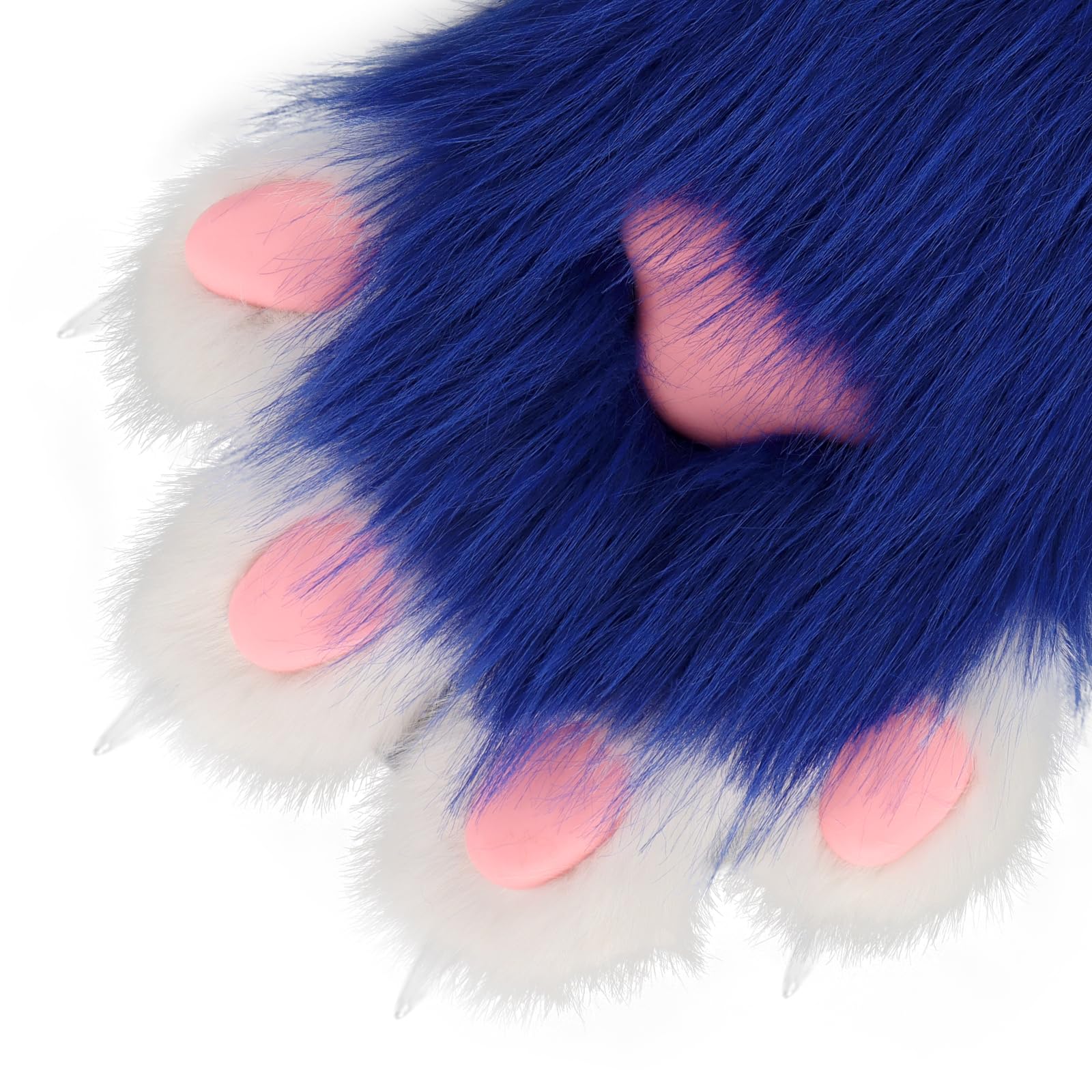 hbbhml Faux Fur Plush Furry Cat Claw Gloves Fursuit Animal Fox Paws Mittens Halloween Cosplay Costume Accessories for Adult: Blue