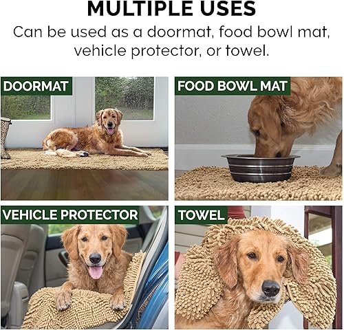 Miniatura 6 de Tapete de cama Furhaven para mascotas como perros y gatos  Alfombra para comida y toalla de baño de gamuza y felpilla absorbente para patas sucias,