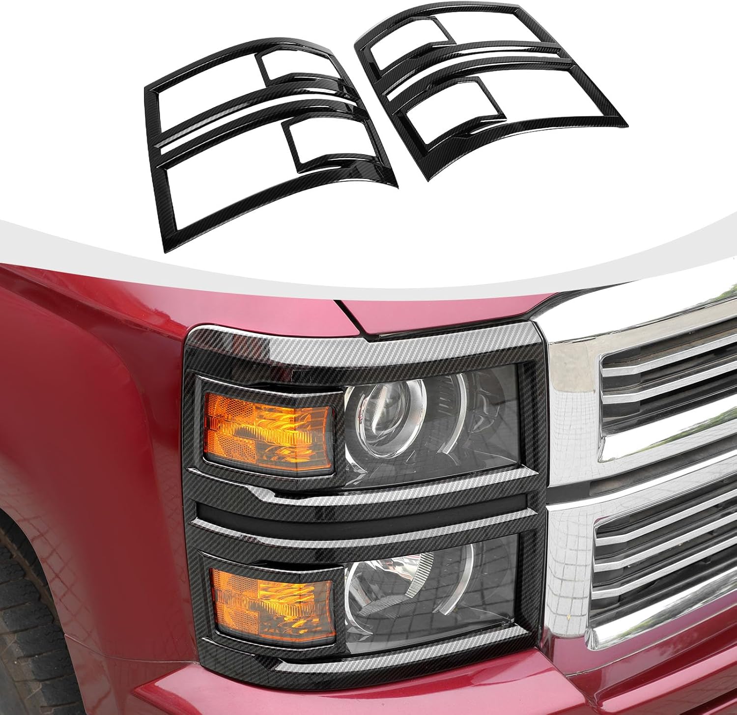 RAZPOY for Silverado Headlight Bezels Cover, Front Head