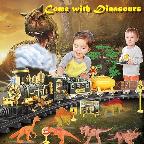 Miniatura 10 de FANL Juego de tren con control remoto juguetes de tren de Navidad motor de locomotora de vapor auto de carga y pistas de tren juguetes de regalo