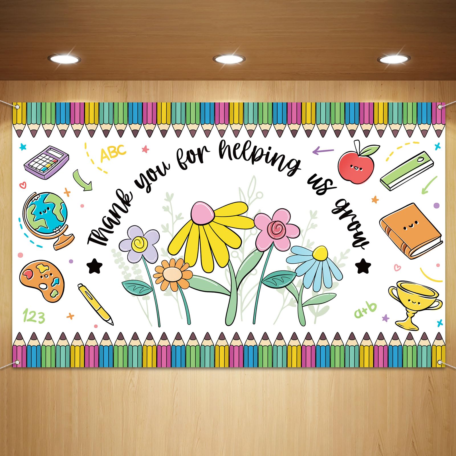Sunwer Teacher Appreciation Week Photo Booth Backdrop Thank You Teachers Party Decor Wall Hanging Background Decoration Supply
