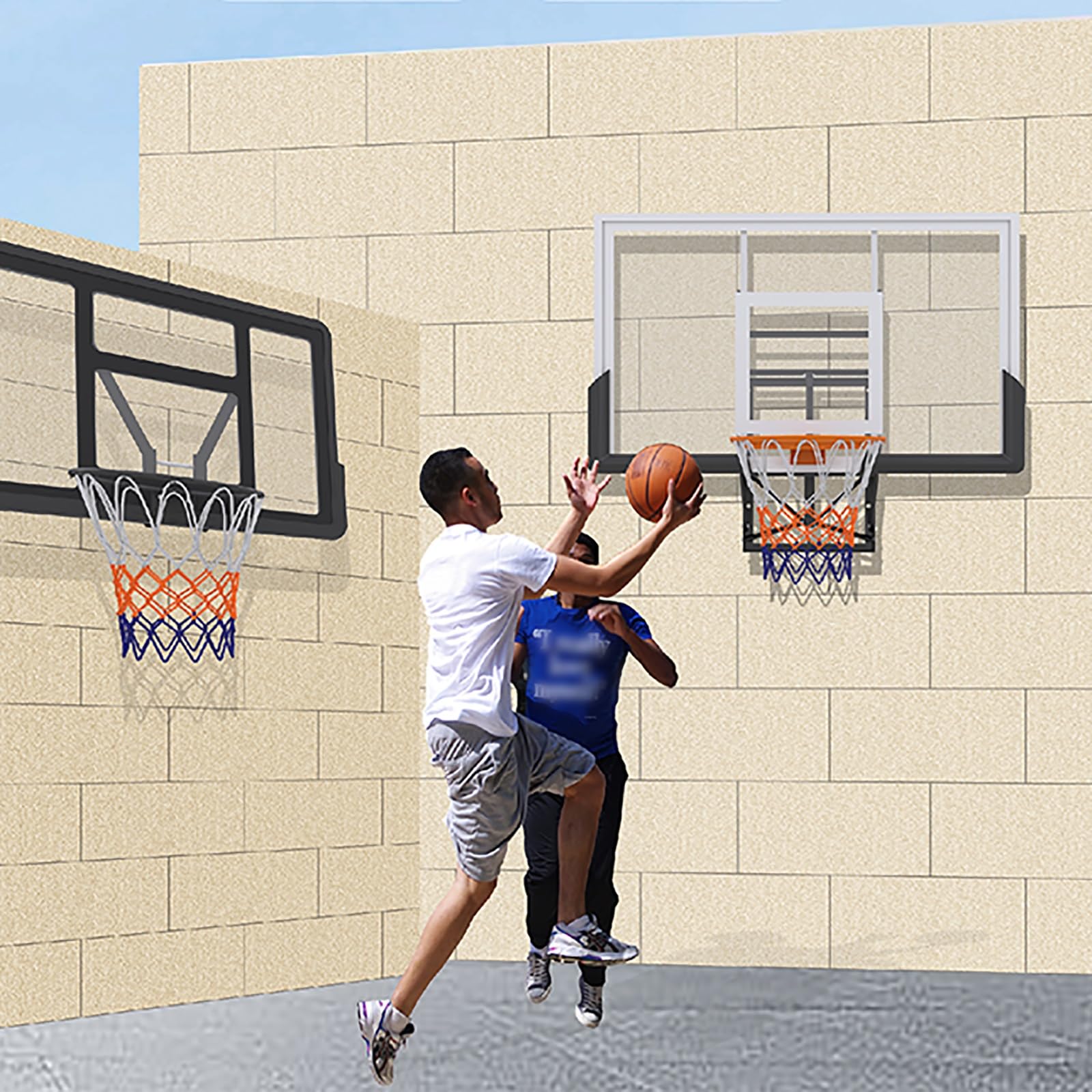 Canasta de Baloncesto de Pared, Tablero de Pet y Marco de Acero, para Interior y Exterior, Niños y Adultos, Jardín o Gimnasio