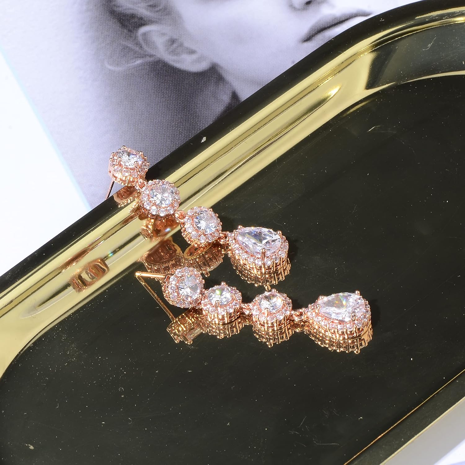 Women's Cubic Zirconia Bridal Earrings - Elegant Long Wedding Party Prom Earring for Bride Bridesmaids Crystal CZ Rhinestone Chandelier Statement Dangle Drop Earrings for girls - Image 5